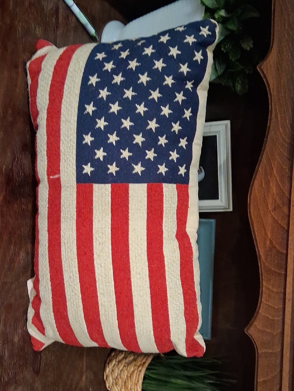 Patriotic American Flag Decorative Pillow - Red, White & Blue